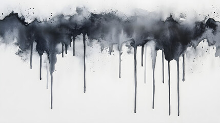 Ink wash technique dripping down in shades of gray