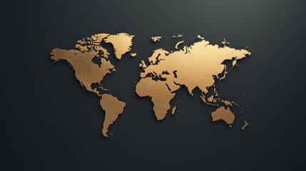 Naklejka premium A gold colored globe with a black background