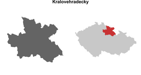 Kralovehradecky region blank outline map set