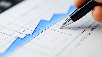 Economic growth graph, blue line graph shows a sharp upward trend, Ai generated images