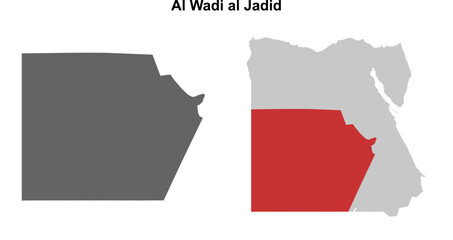 Obraz premium Al Wadi al Jadid governorate blank outline map set
