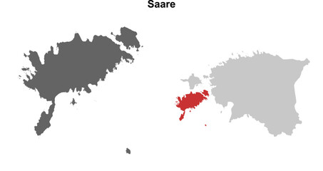 Saare county blank outline map set
