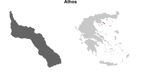 Athos blank outline map set