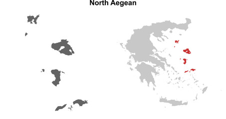 North Aegean blank outline map set
