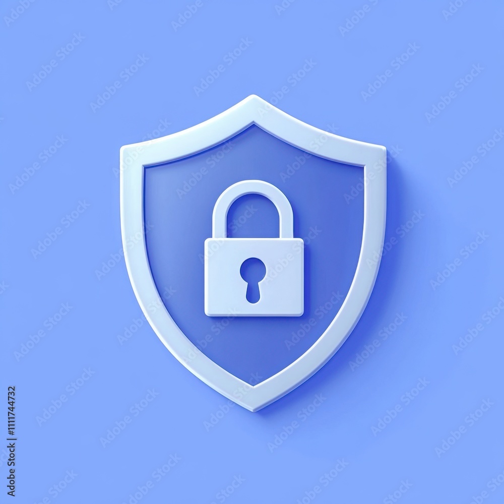 Fototapete 3d shield icon with a lock in a minimalistic style. privacy or security protection concept.