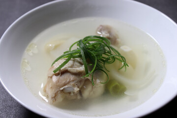 Korean chicken soup. chicken soup with garlic. 
