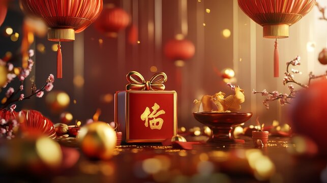Celebrating lunar new year with festive decorations china digital art cozy atmosphere close-up view