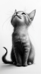 Obraz premium cute kitten illustration, pencil art on a white background