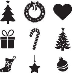 Merry Christmas some element icons vector art illustration 