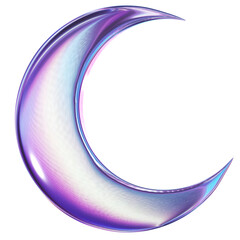 Cute 3D iridescent metallic Moon Graphic illustration