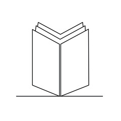 Continuous one line drawing of book opening isolated outline vector illustration
