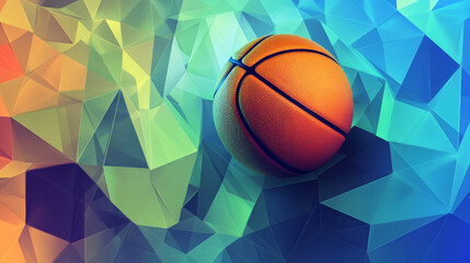 Obraz premium Abstract basket ball. Vector basket illustration. Polygonal blue and green ball.