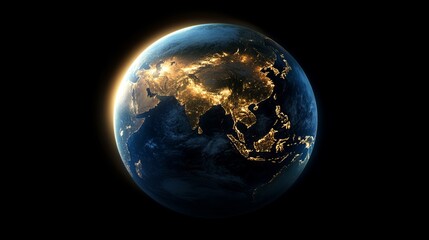 Fototapeta premium A globe with many lights on it, representing the world