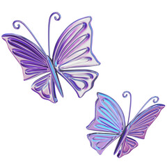 Cute 3D Iridescent metallic of Butterflies illustration