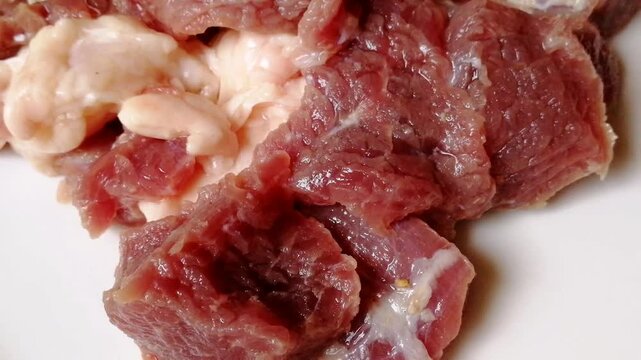 Raw beef steak meat. Delicious red loin chops on the supermarket for meat restaurant. Rib pieces of angus cow. Fresh brisket flesh of bull. Various type of loin pieces ready to cook tasty recipes