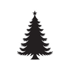 Obraz premium Christmas tree silhouette vector icon design whit a white background.