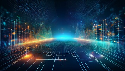 Obraz premium Futuristic Digital Network Concept: Global Technology Innovation