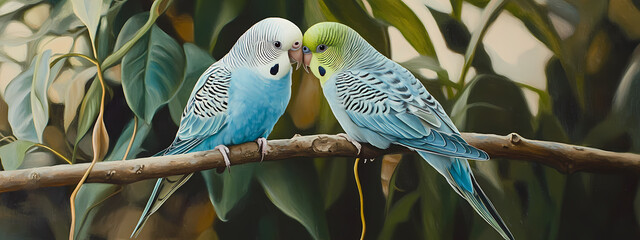 Obraz premium Adorable Parakeet Pair