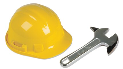 Yellow Hard Hat and Tools - A Symbol of Construction and Work Readiness. The Bright Yellow Hard Hat Paired with Assorted Tools, Representing the Preparedness and Essential Equipment for Construction