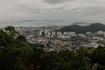 View from on top of Penang Hill overlooking Georgetown on a overcast day