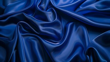 Fototapeta premium A deep royal blue silk fabric, gracefully flowing in smooth, elegant curves with a soft reflective sheen.