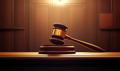 Wooden judge gavel and soundboard, Law and fairness concept, Generative Ai