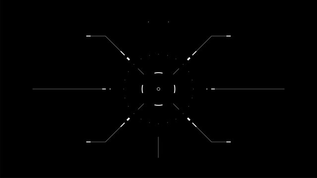 HUD target animation reveal. Aiming. Futuristic drone UI.