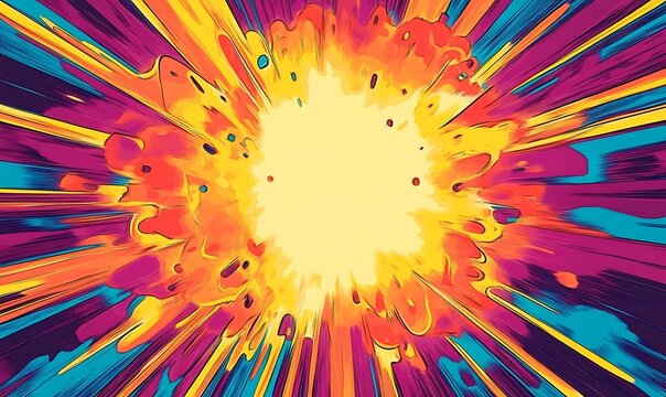 Bright colorful comic book style explosion background illustration, Generative Ai - Powered by Adobe