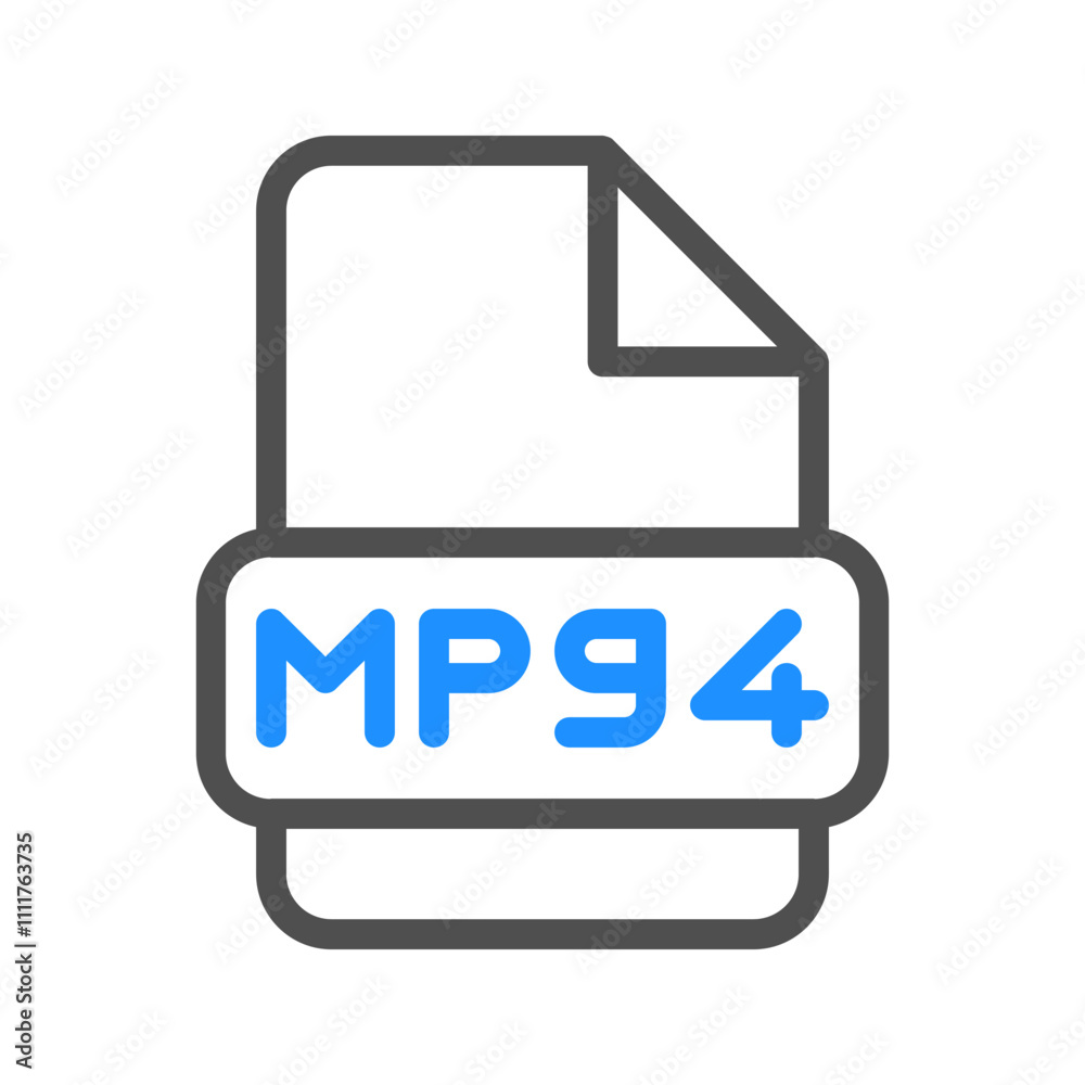 Fototapete Mpg4 file type video file icon with colored lines that is dynamic and attracts attention
