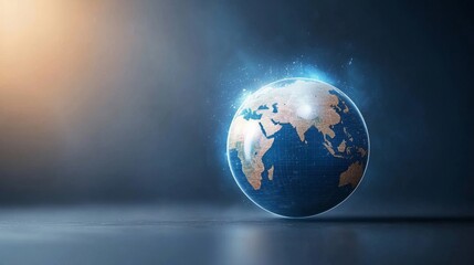 Fototapeta premium A globe is lit up with a blue and white color scheme