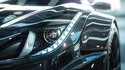 luxury sports car carbon body, LED headlights