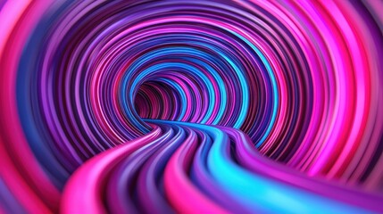 Fototapeta premium Abstract Tunnel of Colorful Swirling Lines with Vibrant Purple and Blue Shades
