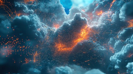 Obraz premium 3D cloud and edge nodes symbolizing powerful computing solutions for today's world.