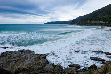 The Great Ocean Road, Bug hill and twelve apostles national park on a rainy day 