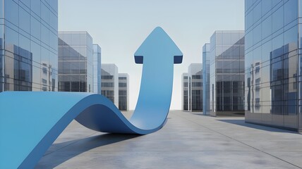 modern building property with arrow going up increase price of real estate investment business