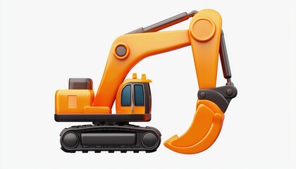 3D icon of construction excavator machinery used for earth-moving projects.