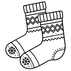 Christmas Sock Decoration for Holiday Season, winter socks vector,  Christmas Stocking,  Simple Christmas Stockings Outline, Baby Socks Coloring Page, Christmas sock outline