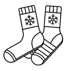 Christmas Sock Decoration for Holiday Season, winter socks vector,  Christmas Stocking,  Simple Christmas Stockings Outline, Baby Socks Coloring Page, Christmas sock outline