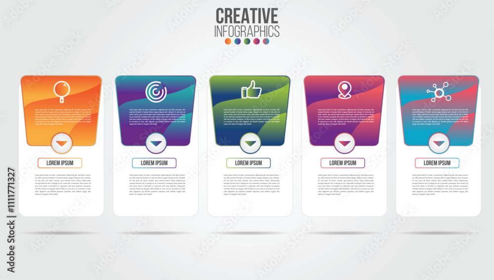 Poster business infographic design template with icons and 5 numbers options or steps. can be used for proc