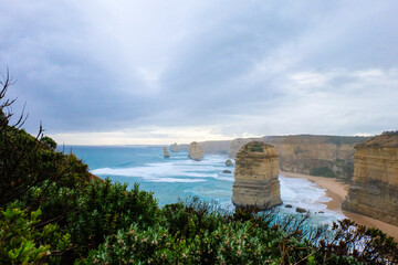 The Great Ocean Road, Big hill and twelve apostles national park on a rainy day 