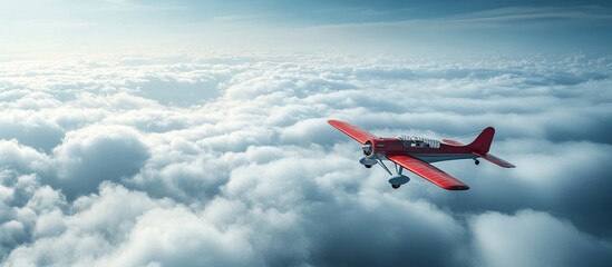 Red Airplane Soaring Above Clouds: A Journey Above the Heavens
