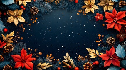 Obraz premium Festive holiday card background with intricate seasonal patterns and open text area