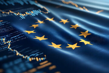 EU Flag 3D Render Stock Market