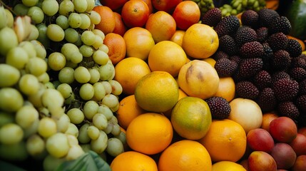 A variety of fresh fruit on display at a market.