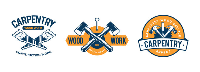 carpentry logo badge design