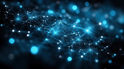 Fototapeta premium Abstract digital network with glowing nodes and connections.