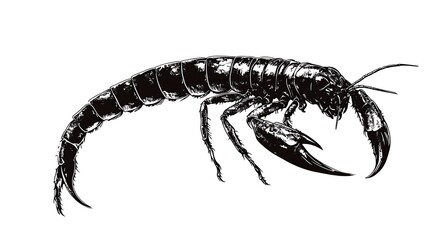 Black and White Illustration Of A Crayfish