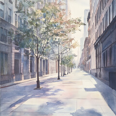 Obraz premium A quiet City street in the early morning
