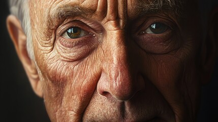 A close-up portrait of an elderly man's face.