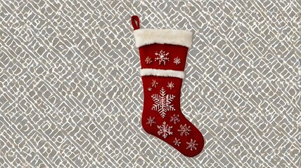 Christmas stocking with pattern on transparent background 